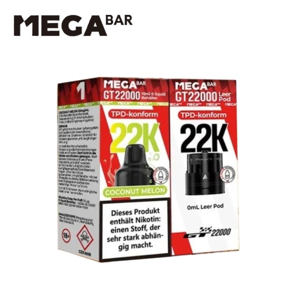 Mega Bar GT 22000  - Coconut Melon - Prefilled Pod-Liquid 20mg